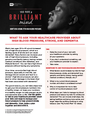Interactive guide for talking to your healthcare provider about high blood pressure, stroke, and dementia